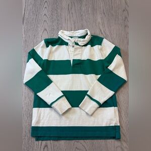 J Crew Crewcuts Boys Green Striped Rugby Long Sleeve Size M (8-9)